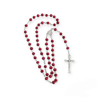 Set of 12 Red Rose Rosary Blessed Catholic Cross Beads