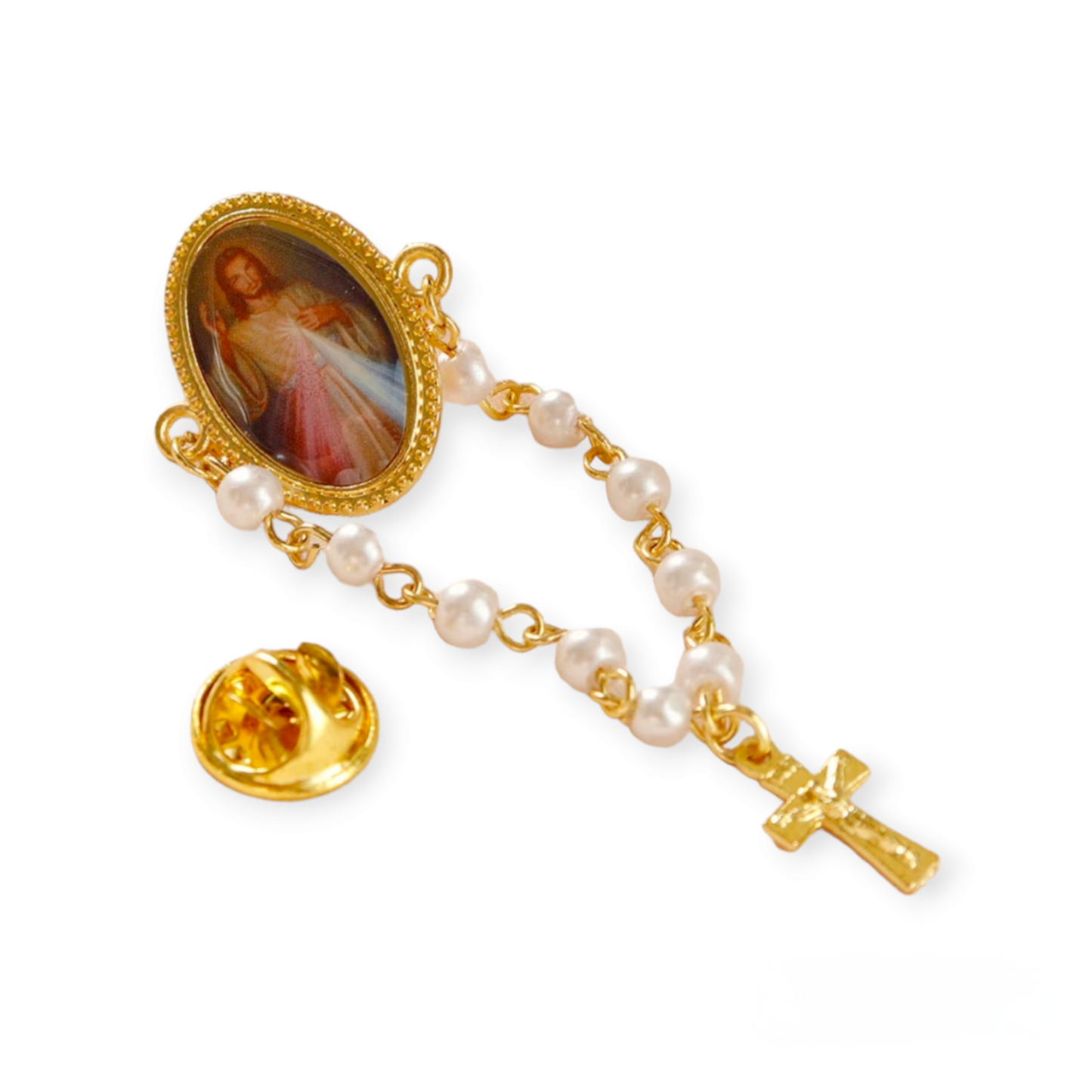 Christian Rosary Brooch Catholic Religious Gifts Pendant Brooch Lapel Pin