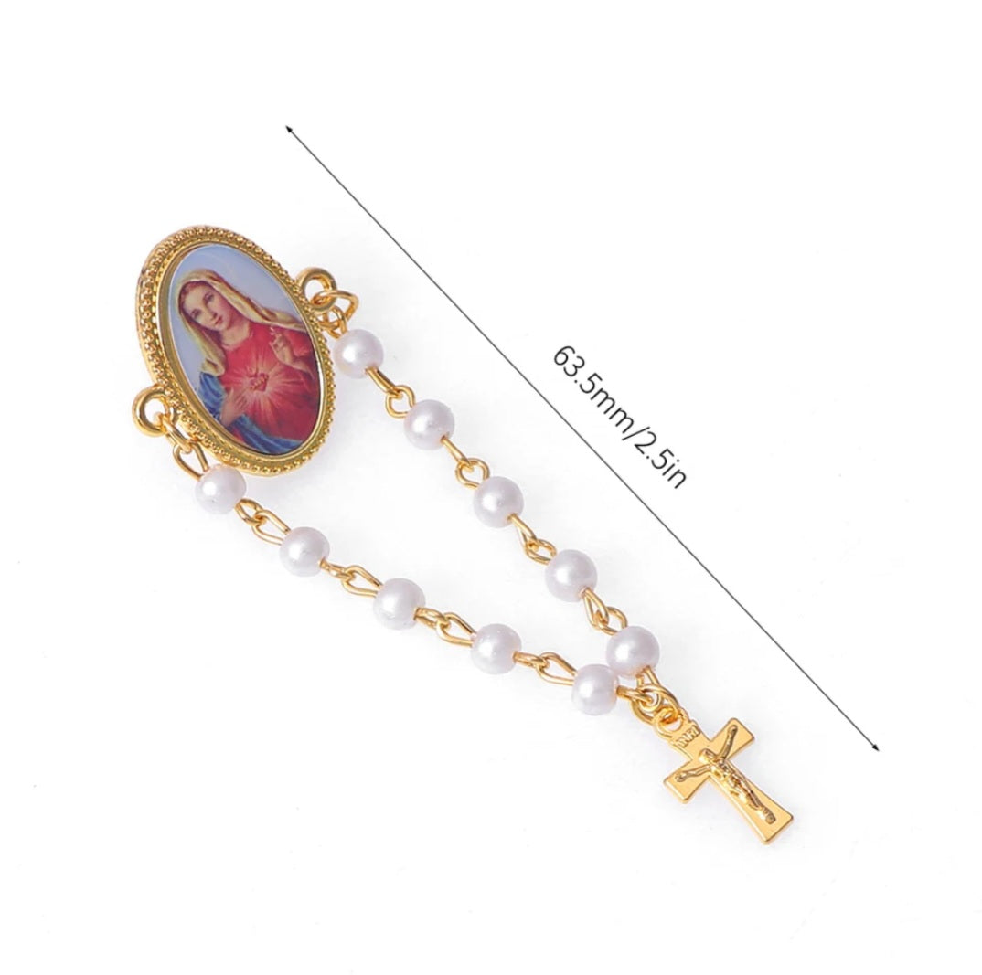 Christian Rosary Brooch Catholic Religious Gifts Pendant Brooch Lapel Pin