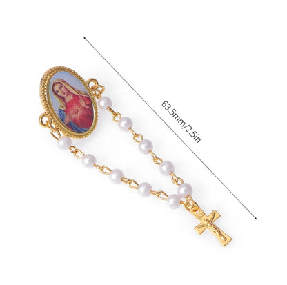 Christian Rosary Brooch Catholic Religious Gifts Pendant Brooch Lapel Pin