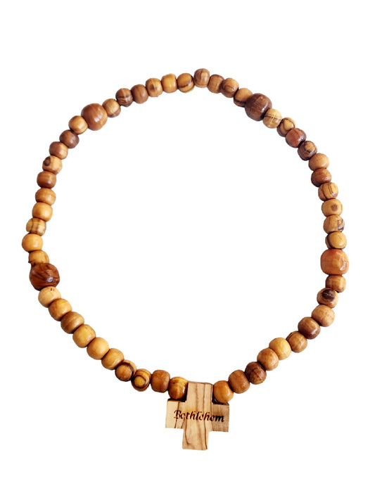 Olive Wood Rosary With A Cross and 'Bethlehem' Engraved