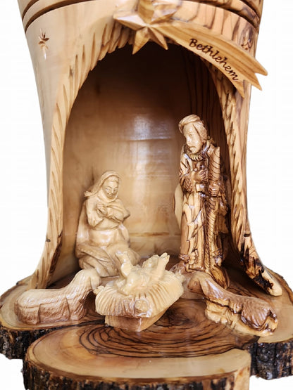 Large Scene of The Nativity Carved In Olive Wood