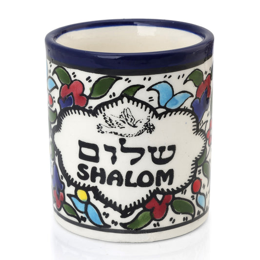 Ceramic Art Mug With The Word Shalom, Peace