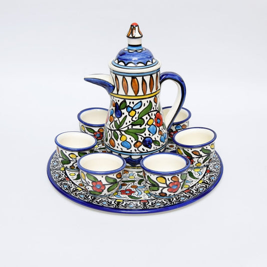 Ceramic Art 6-piece Cup Set With A Tray and A kettle