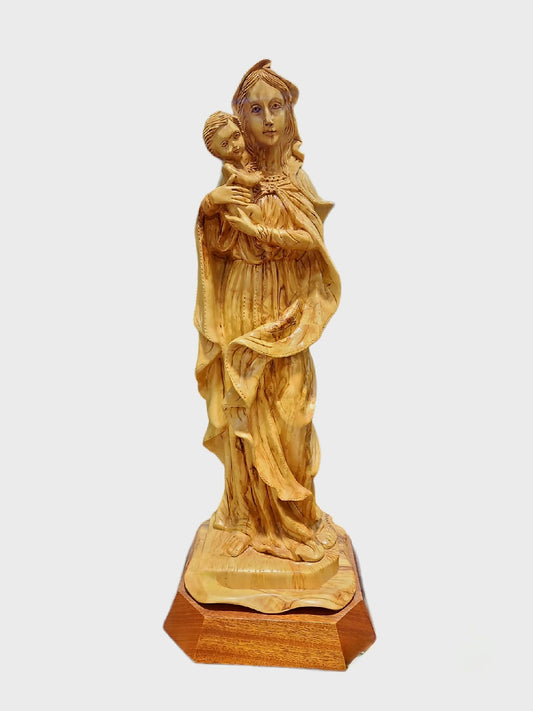 Large Virgin Mary & Baby Jesus Carved in Olive Wood