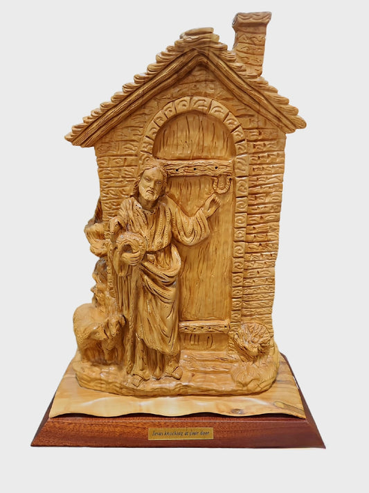 Jesus Knocking On Your Door Olive Wood Sculpture