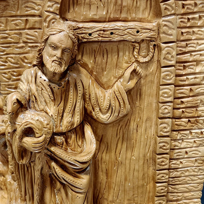 Jesus Knocking On Your Door Olive Wood Sculpture