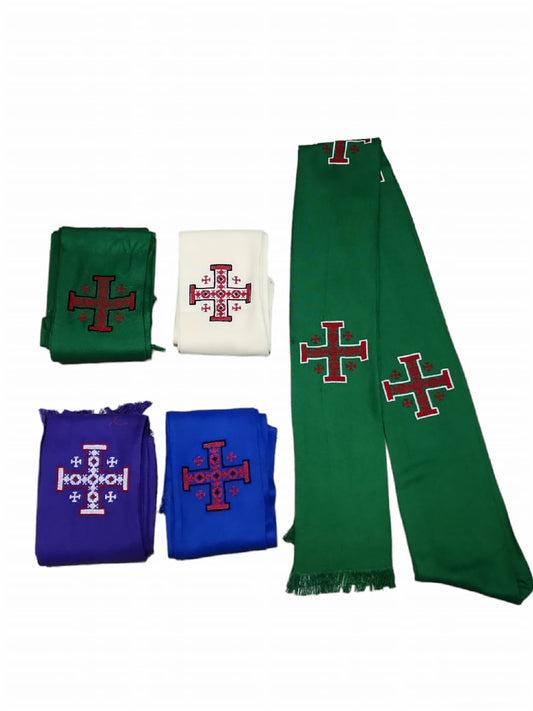 Jerusalem Cross Scarf, Handmade Embroidery