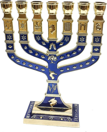 Menorah Bleu &amp; Or 7 Branches