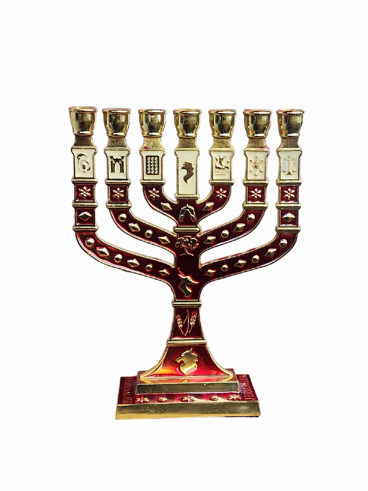 Menorah Rouge &amp; Or 7 Branches