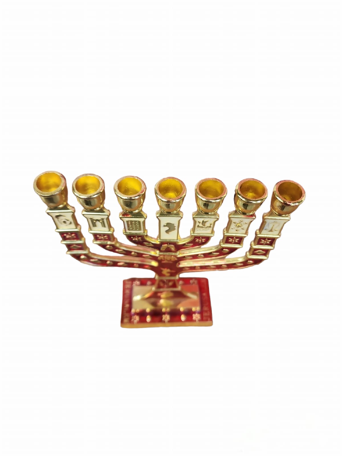 Menorah Rouge &amp; Or 7 Branches