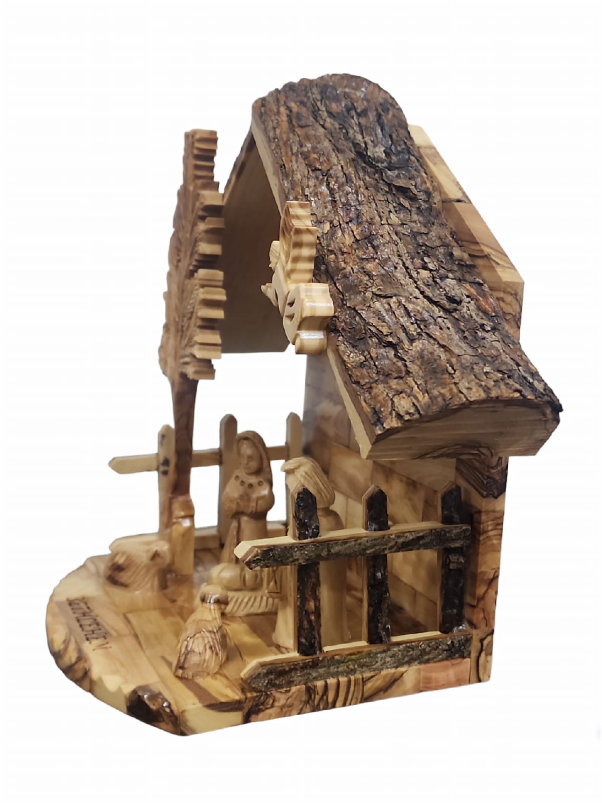 Large Holy Nativity Scene Carved From Olive Wood Firgurine