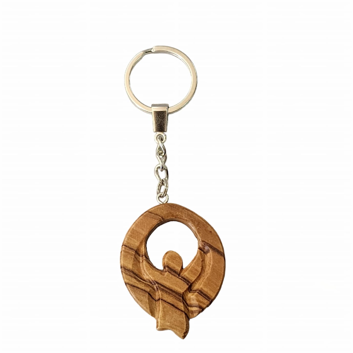 Olive Wood Angel Keychain