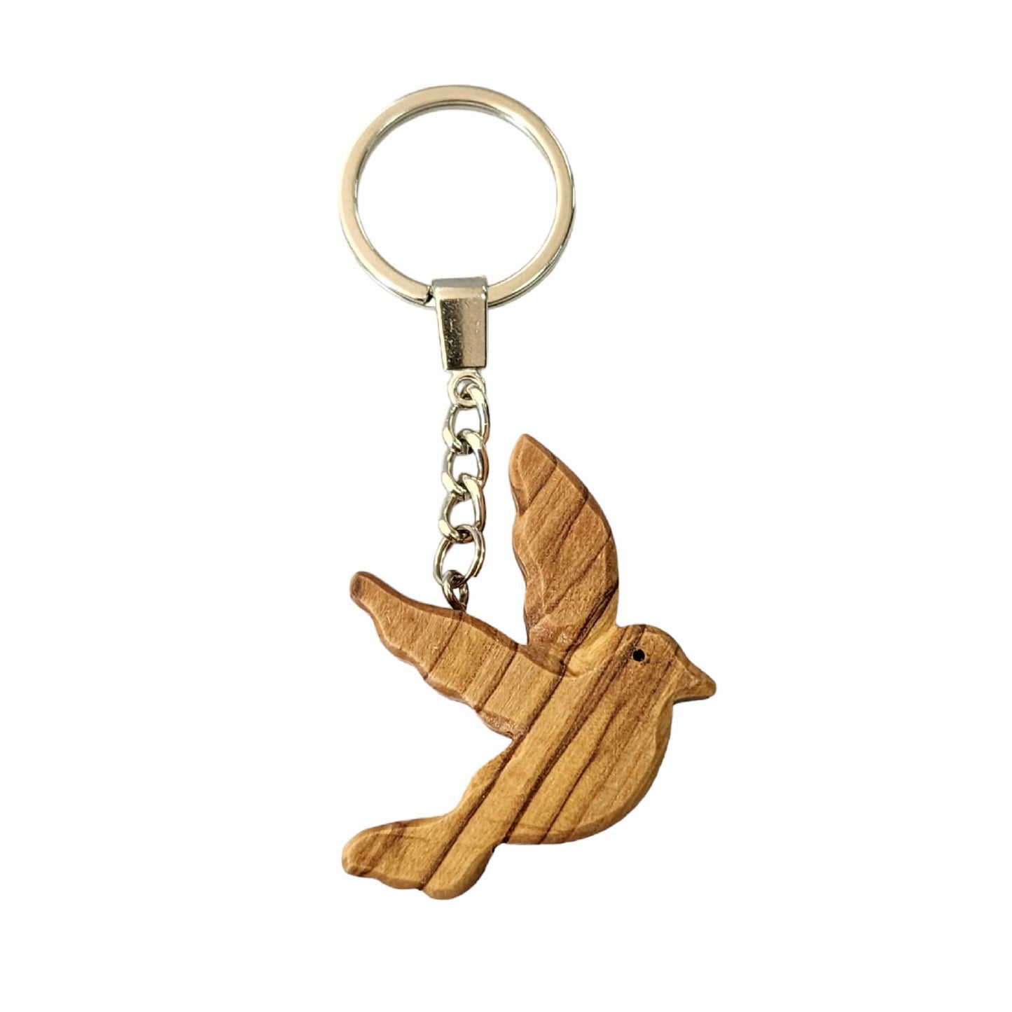 Olive Wood Peace Pigeon Keychain