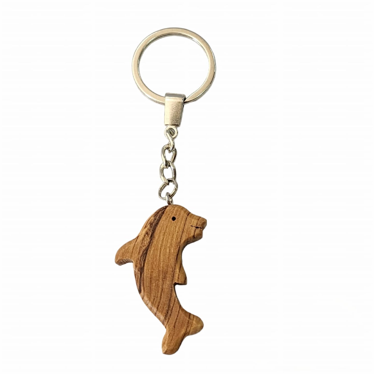 Olive Wood Dolphin Keychain