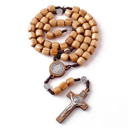 Olive Wood Rosary With Mini Icon And Cross and Jesus In Center