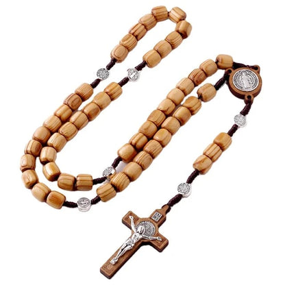 Olive Wood Rosary With Mini Icon And Cross and Jesus In Center