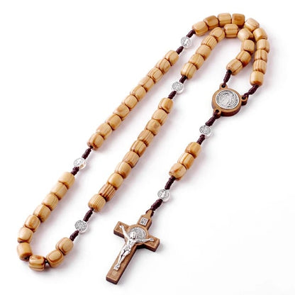 Olive Wood Rosary With Mini Icon And Cross and Jesus In Center