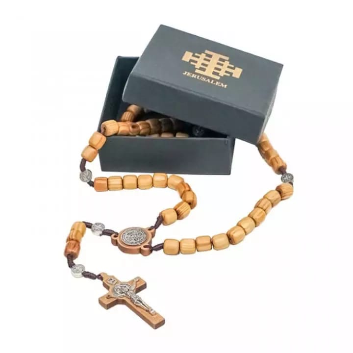 Olive Wood Rosary With Mini Icon And Cross and Jesus In Center