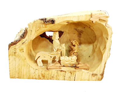 Crèche Sculptée En Bois D'Olivier