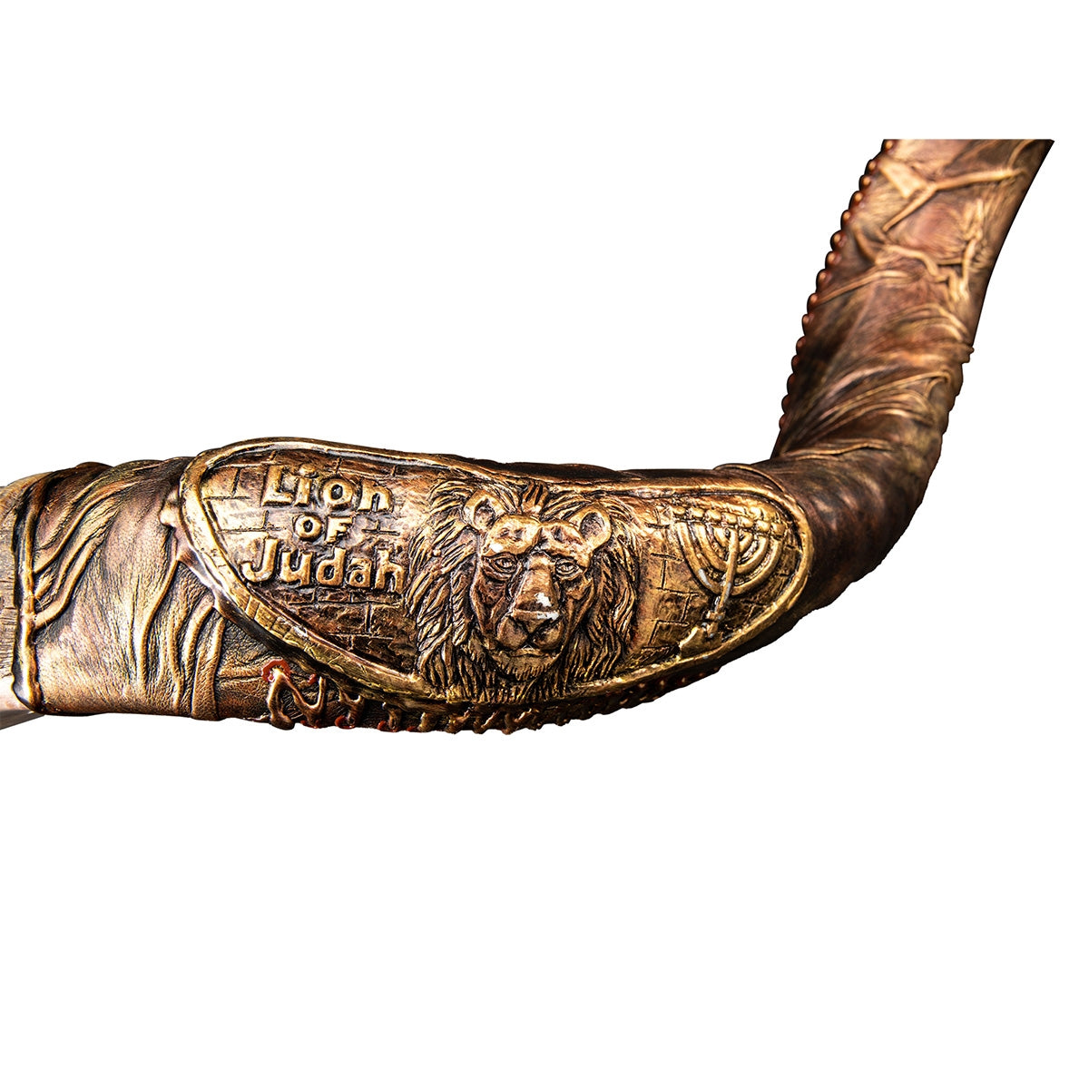 Leather Wrapped Yemenite Kudu Shofar - Lion of Judah, 38 Inches