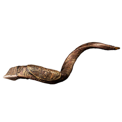 Leather Wrapped Yemenite Kudu Shofar - Lion of Judah, 38 Inches