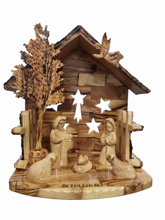 Grande Crèche En Bois D'Olivier