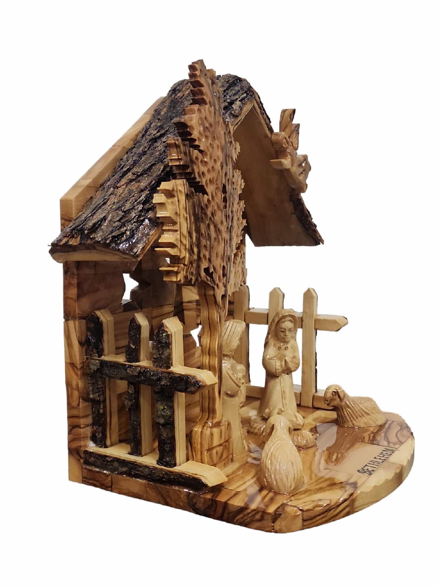 Grande Crèche En Bois D'Olivier