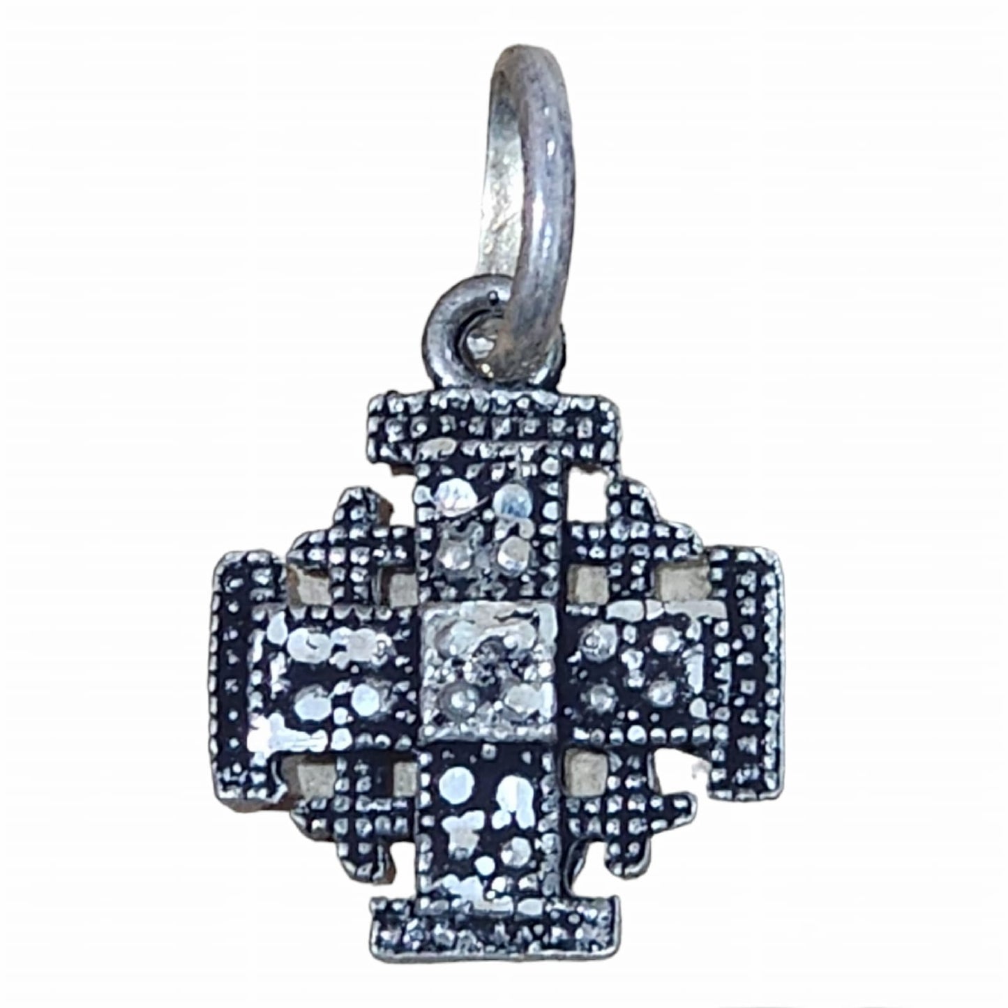 Pendentif croix de Jérusalem noir argent