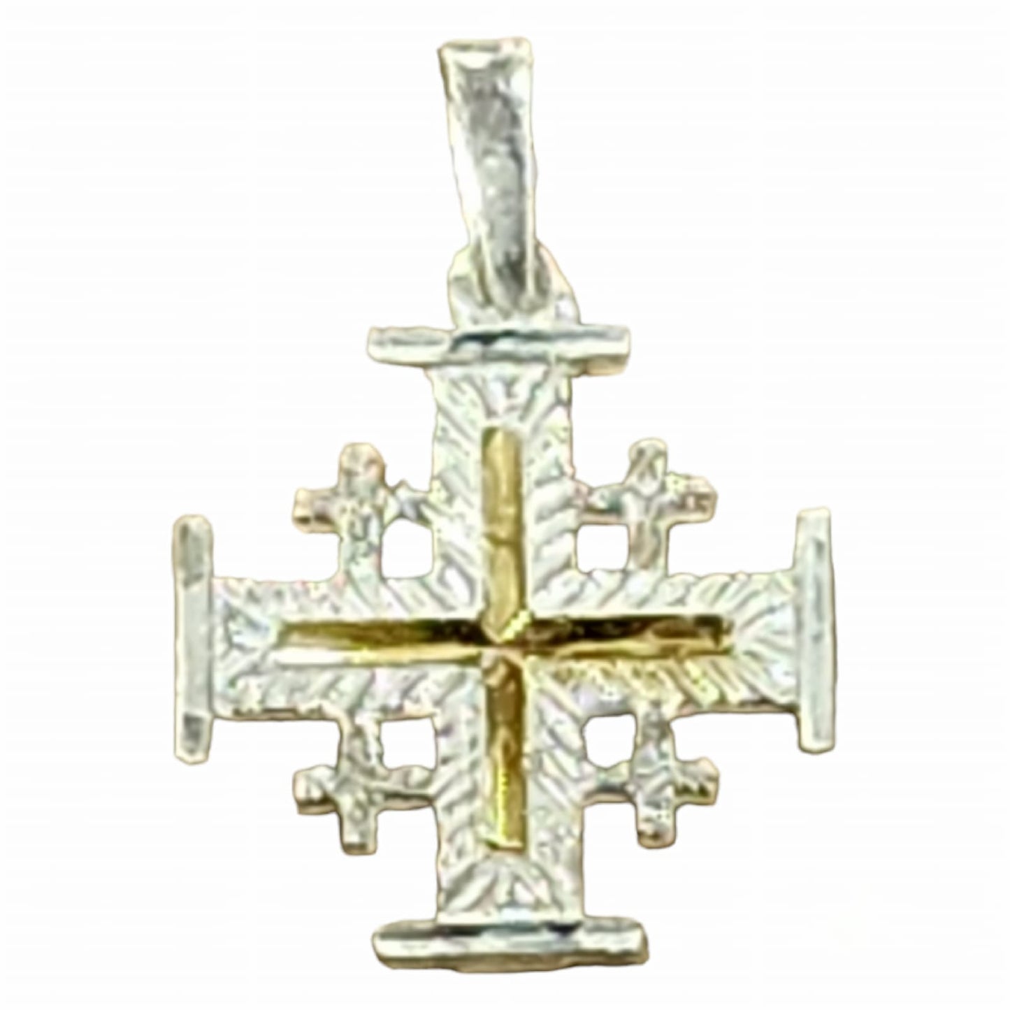 Pendentif Croix de Jérusalem en Argent, Teinté Or