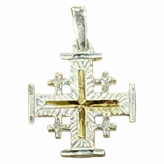 Pendentif Croix de Jérusalem en Argent, Teinté Or