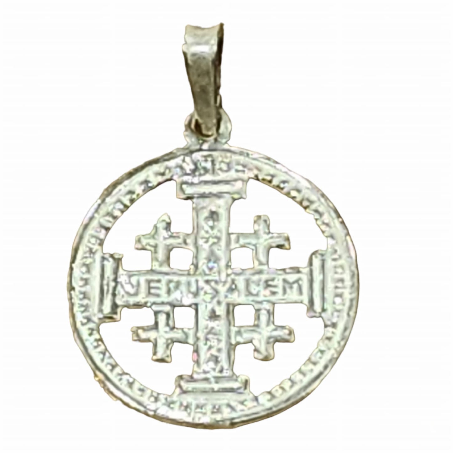 Pendentif croix de Jérusalem en argent dans un cercle