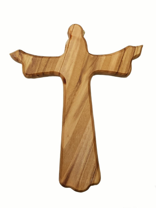 Croix en bois d'olivier en forme de Jésus