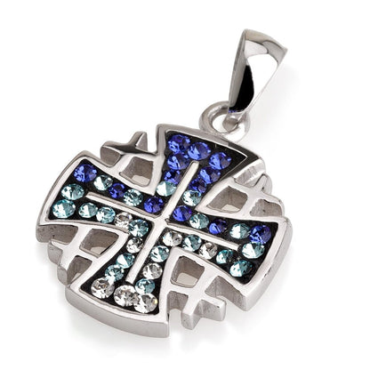 Pendentif croix de Jérusalem en argent, couleurs multiples