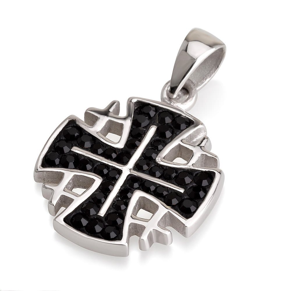 Pendentif croix de Jérusalem en argent, couleurs multiples