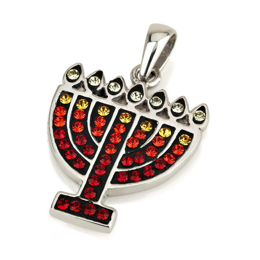 Silver Menorah Pendant, Multiple Colours