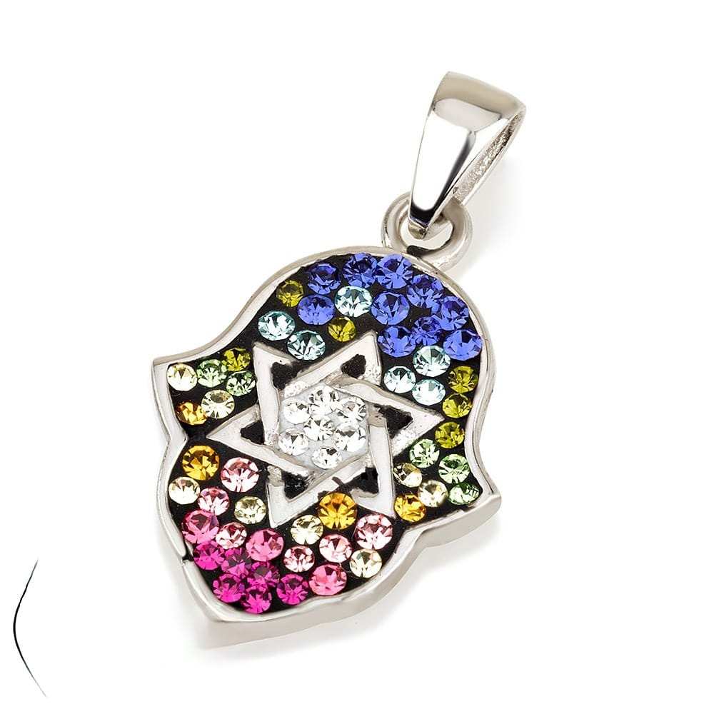 Silver Star of David Pendant, Multiple Colours