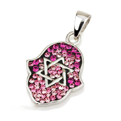 Silver Star of David Pendant, Multiple Colours