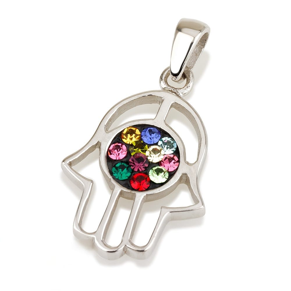 Silver Hand of God Pendant, Multiple Colours