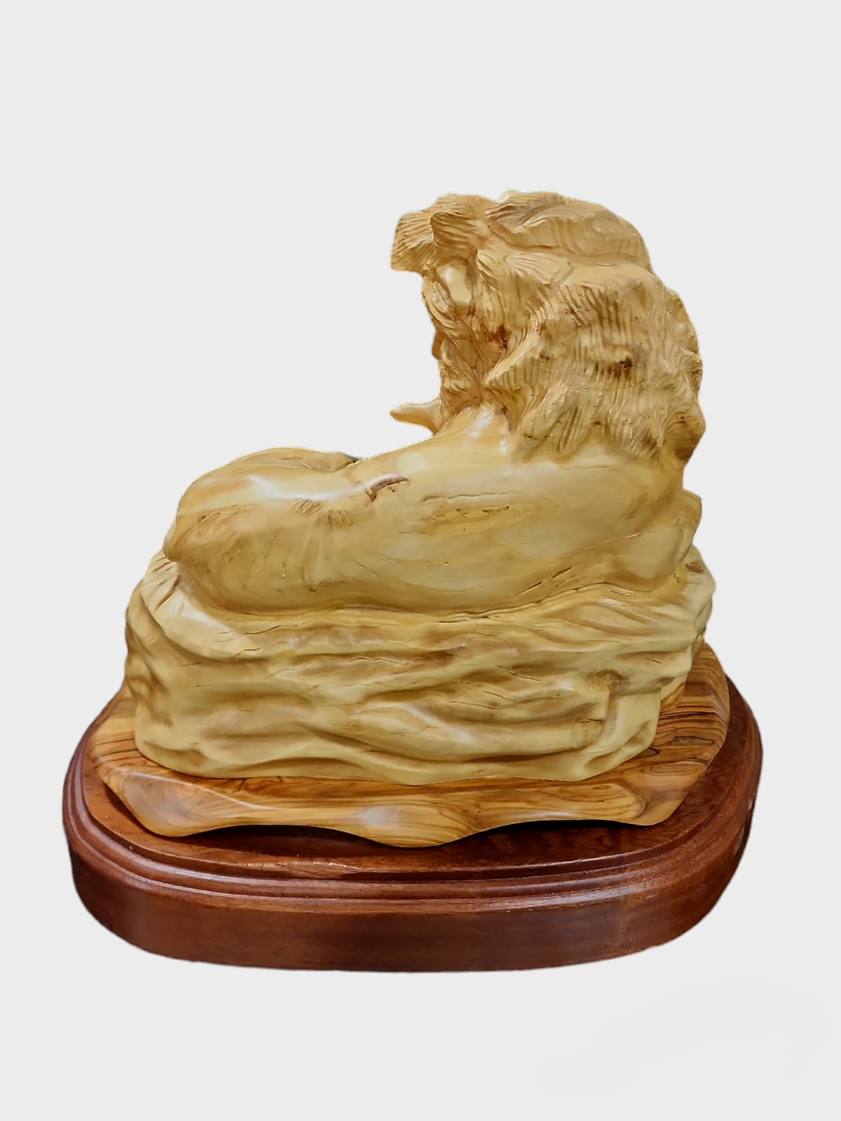 Lion With Quote Olive Wood Statue