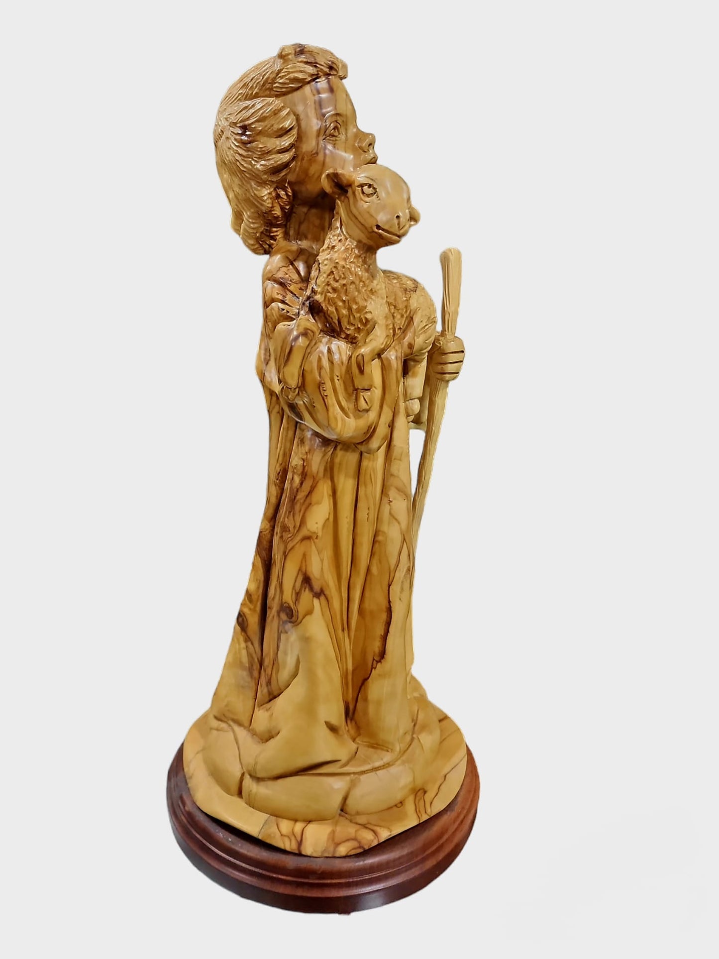 Little Shepard With Sheep Olive Wood Statue