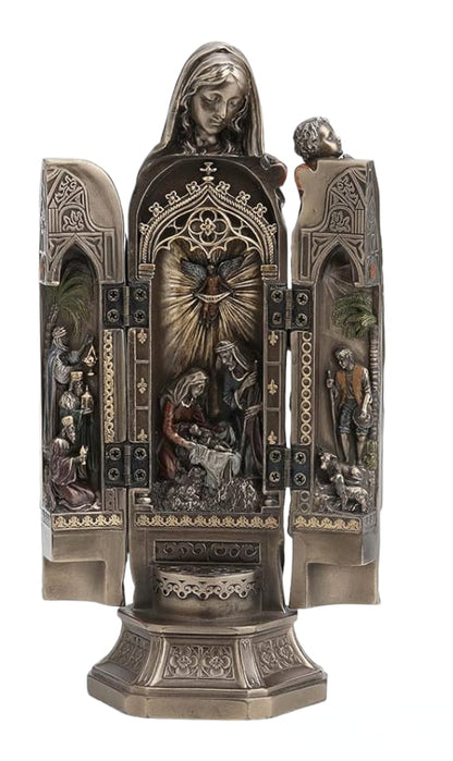 Veronese Design Triptyque Vierge à l'Enfant Jésus Religieux Bronze