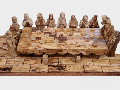 The Last Supper - Jesus with His Apostles in Upper Room Olive Wood Set