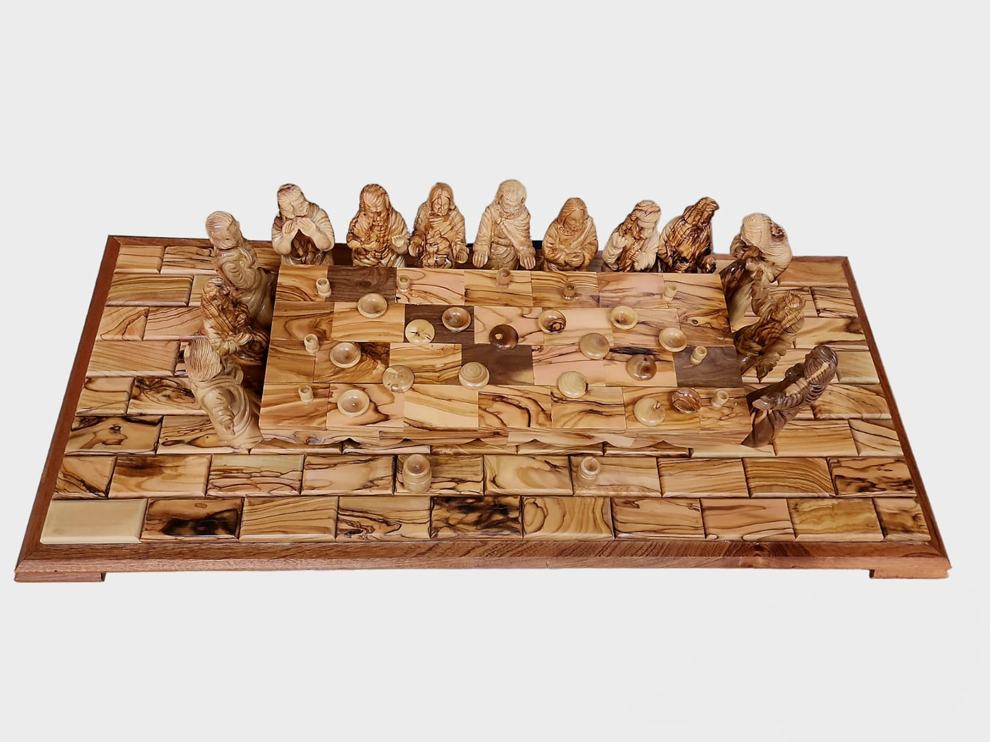 The Last Supper - Jesus with His Apostles in Upper Room Olive Wood Set