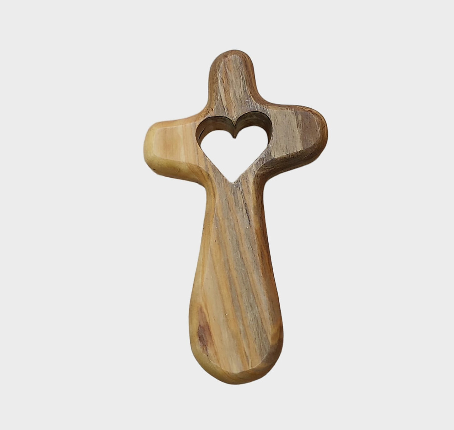 Croix de Confort en Bois d'Olivier, Coeur au Centre