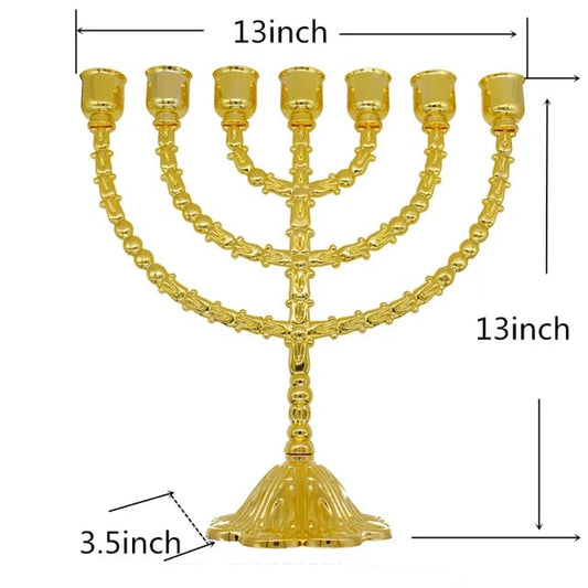 Menorah dorée, 7 branches