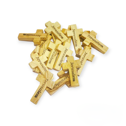 100 Pcs Croix en bois d'olivier