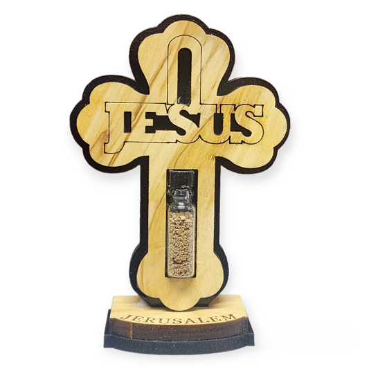 Wood Jesus Cross on Stand