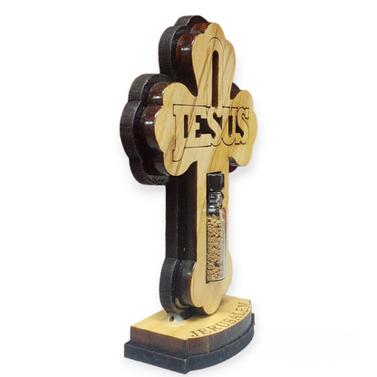 Wood Jesus Cross on Stand